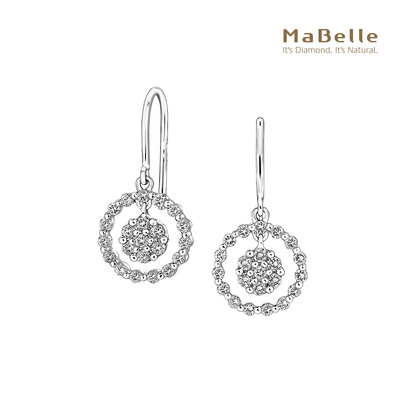 玛贝尔钻石耳钉18K白金耳勾式