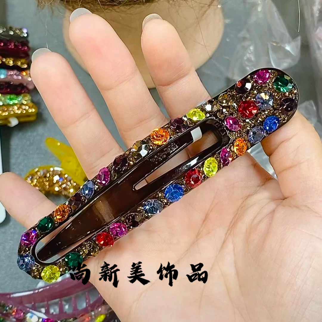 新款韩国进口精致水钻蝴蝶结鸭嘴夹大号横夹盘发夹子鱼嘴夹高级感