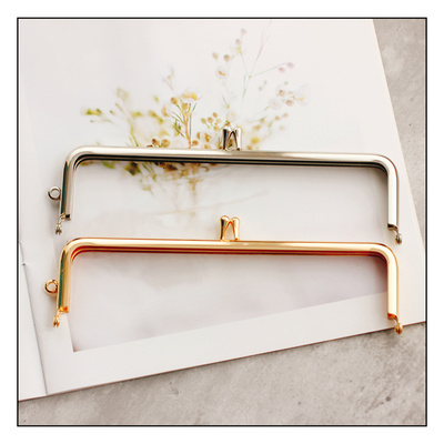 方形18CM无孔光面水滴头粘胶笔袋扁平包口金手工箱包夹五金包边扣