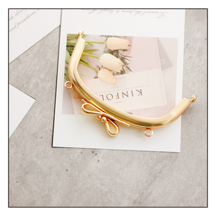 弧形10.5CM光面高品质蝴蝶结哑金色螺丝孔口金手工DIY包口铰包夹