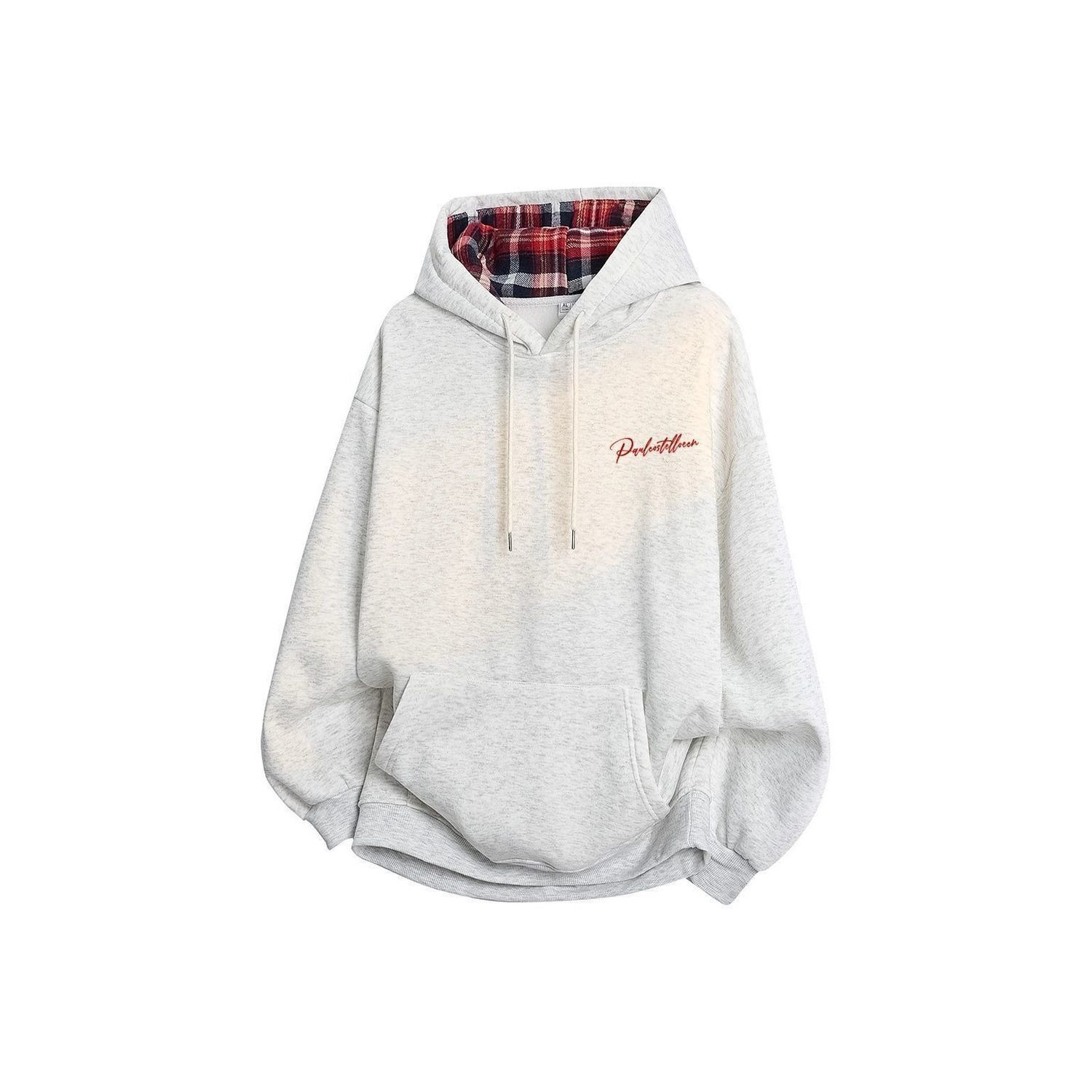 美式复古格子连帽卫衣男秋冬新款宽松百搭学生上衣潮流外套ins潮