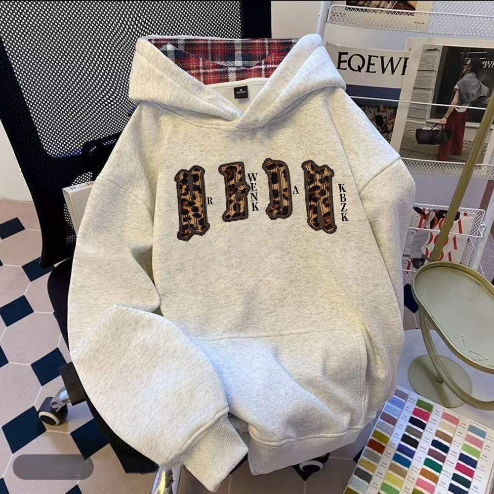 重磅拼接格子连帽卫衣女秋冬款白灰色设计感潮牌宽松加绒加厚上衣,女装/女士精品,卫衣/绒衫,淘宝优惠券,粉丝福利购,淘宝优惠卷