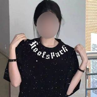 重磅宽松爆款 2025新款 百搭上衣 t恤夏季 学院风卡通印花满天星短袖