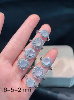 天然翡翠A货冰种蛋面戒指女款玉石指环送女友礼物
