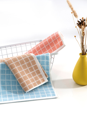 洁玉安琪面巾50*25cmA类无荧光纯棉小清晰格子童巾可爱柔软J0024T