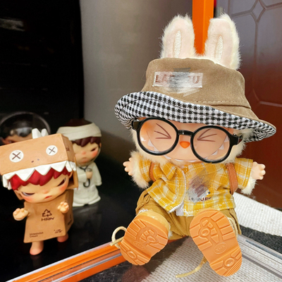 拉布布17cm坐坐派对popmart秋日Labubu娃衣服v2坐姿macaron 15