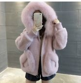 毛毛外套显瘦加棉保暖上衣连帽短款