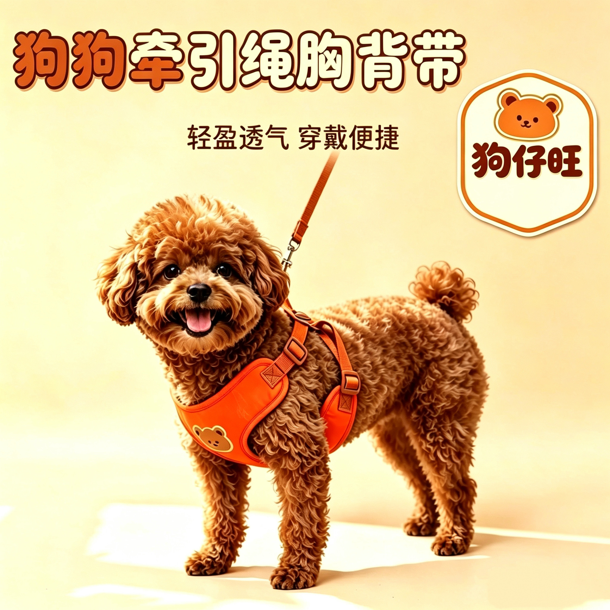 狗狗牵引绳背带式小型犬狗狗的牵引绳中型犬胸背带狗绳泰迪狗链