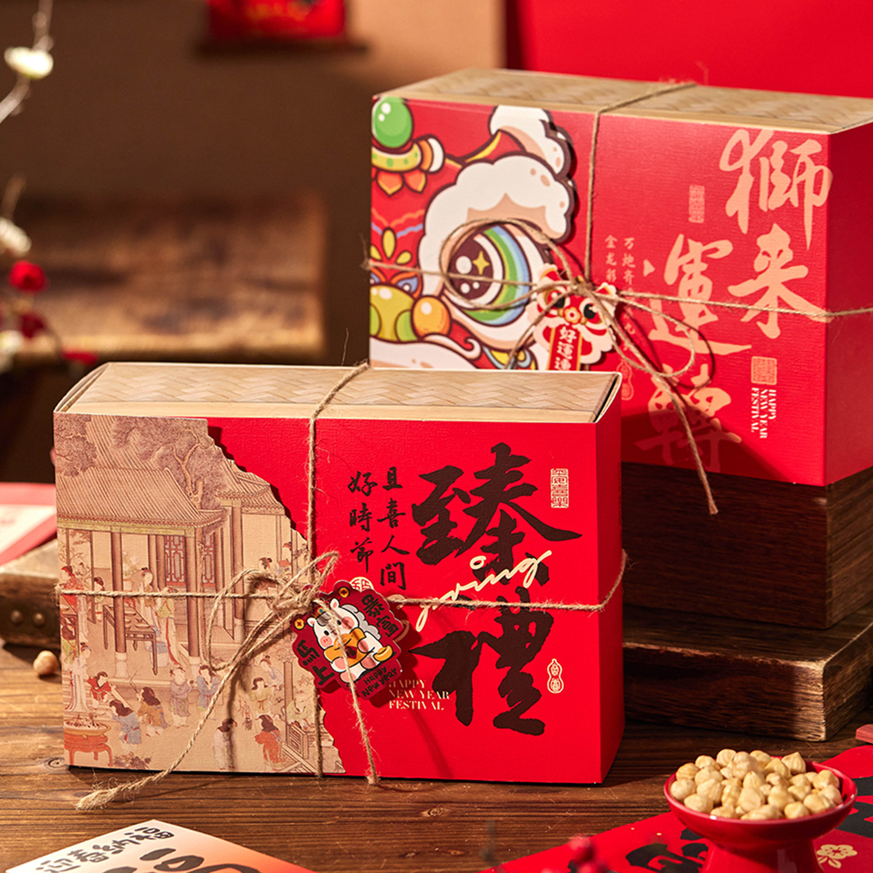 2026新年礼盒包装盒春节过年礼品盒干果坚果烘焙糖果饼干马年空盒