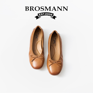 BROSMANN/宝舒曼2026气质法式温柔小皮鞋英伦风不累脚平底女单鞋