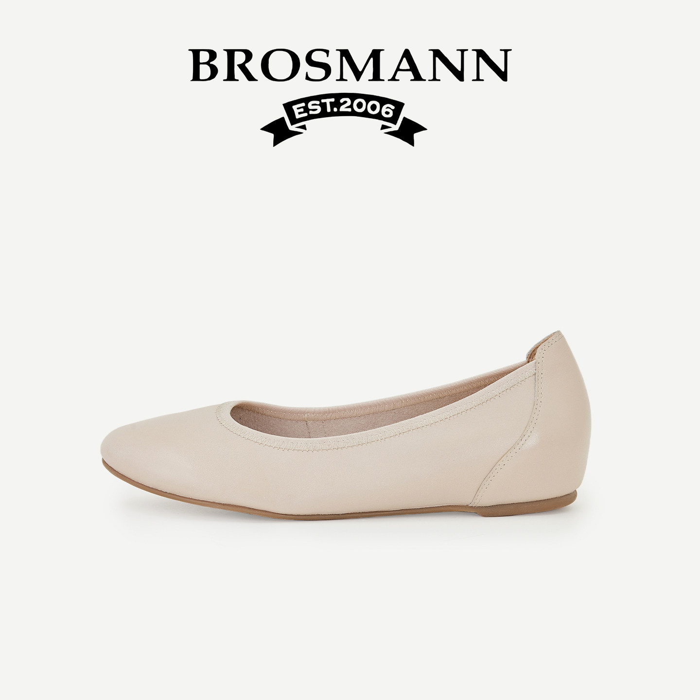 宝舒曼真皮米色芭蕾鞋女2026春季新款一脚蹬休闲鞋软底平底鞋单鞋,女鞋,时尚芭蕾鞋,淘宝优惠券,粉丝福利购,淘宝优惠卷