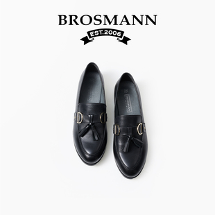 宝舒曼2026新款流苏乐福鞋女真皮软底不累脚英伦小皮鞋一脚蹬女鞋