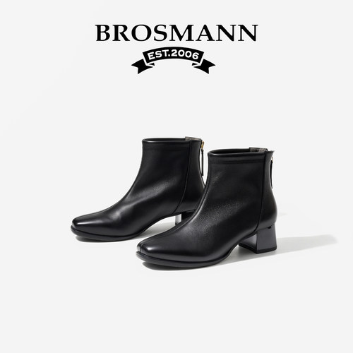 宝舒曼短靴柔软真皮方头