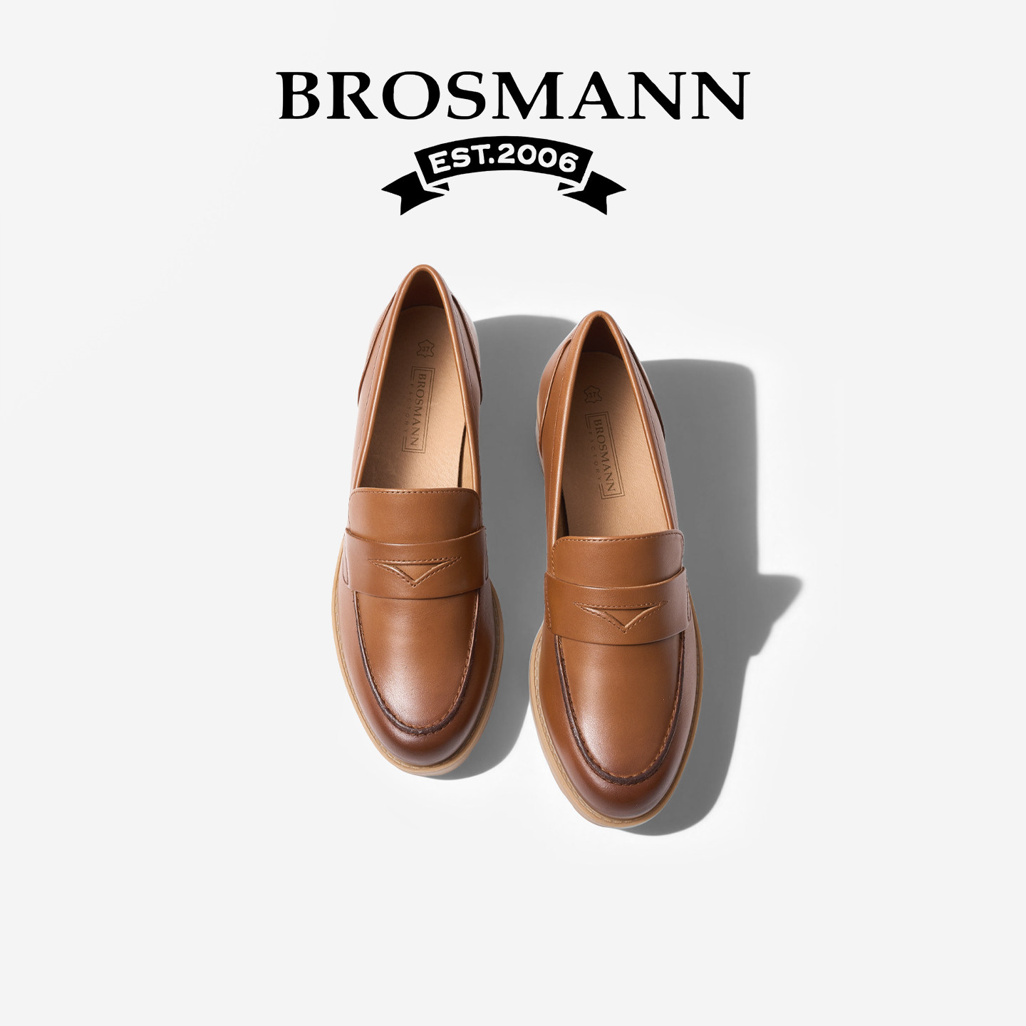 宝舒曼2026春新款厚底乐福鞋女真皮软底不累脚粗跟单鞋一脚蹬女鞋