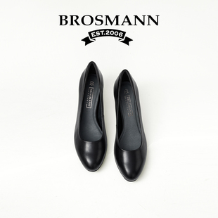 BROSMANN/宝舒曼2026头层牛皮黑色透气猪皮鞋垫乳胶靠枕高跟鞋女