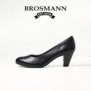 宝舒曼真皮职业高跟鞋不累脚2026新款女款通勤小皮鞋静音单鞋女鞋