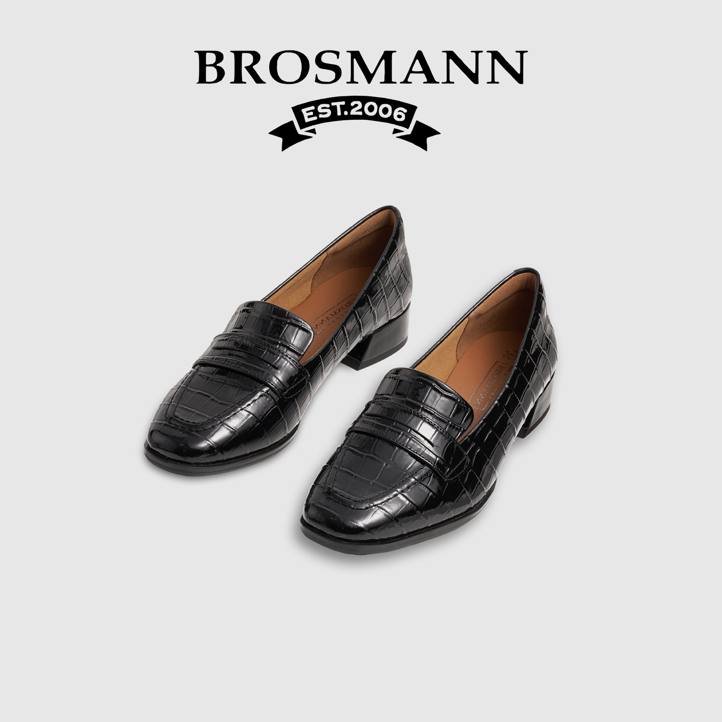 宝舒曼新款真皮亮面软底乐福鞋