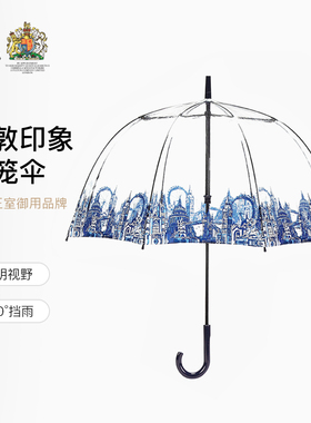 【英国王室御用】FULTON富尔顿进口透明雨伞抗风伞长柄鸟笼伞便携