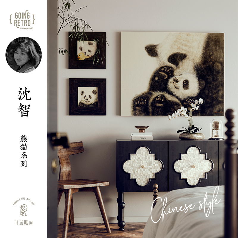 仟象映画新中式沙发背景墙挂画