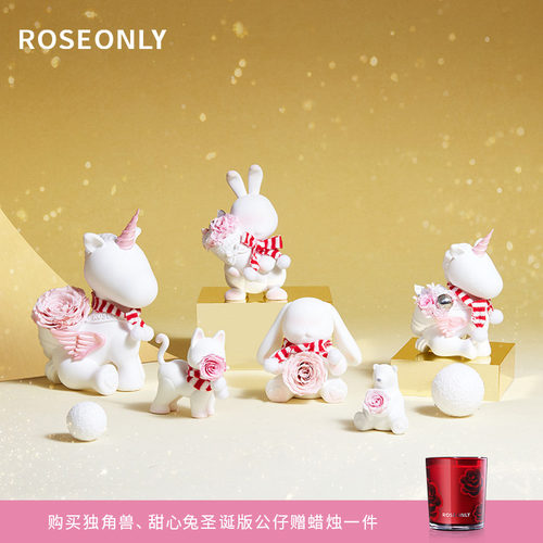 ROSEONLY诺誓甜心兔永生花玫瑰圣诞情人节送女友爱人生日礼盒礼物