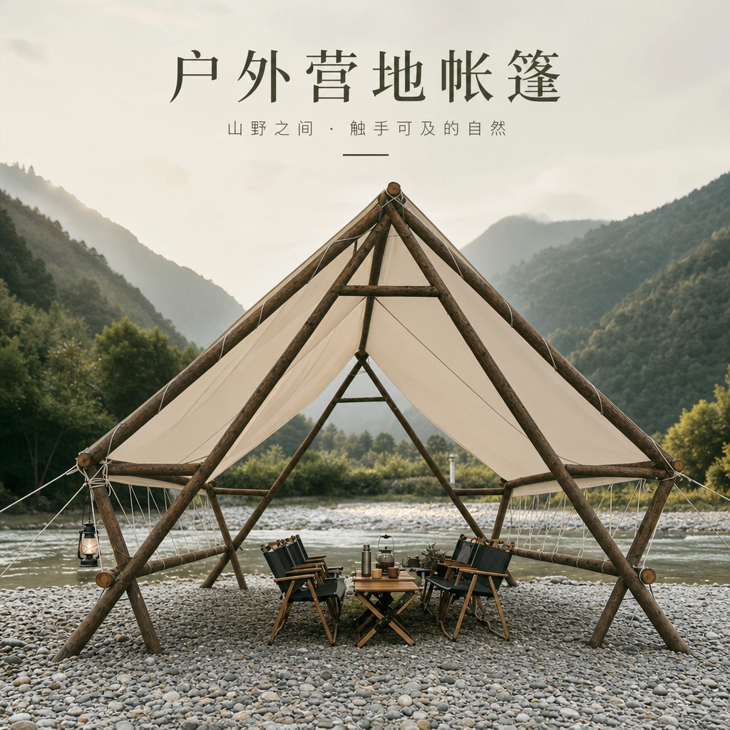 天然实木户外天幕木质杉木帐篷户外露营防雨遮阳防晒