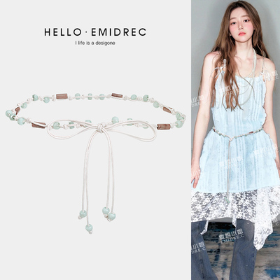 麦哲小姐绳子腰带装饰连衣裙收腰