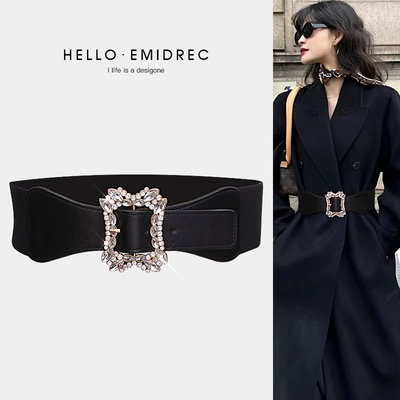 麦哲小姐女带钻水钻复古皮带腰带