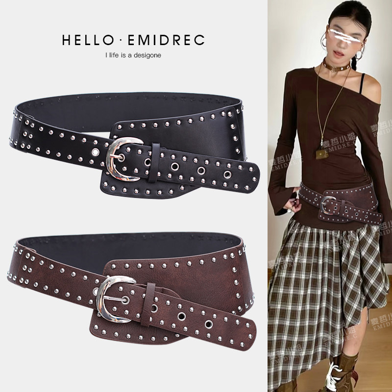 千禧y2k设计感腰间配饰咖色黑色