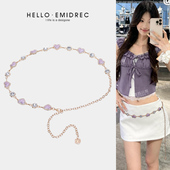 甜酷爱心水钻腰链配饰女金属链条腰带细装 饰配裙子仙女风精致腰饰