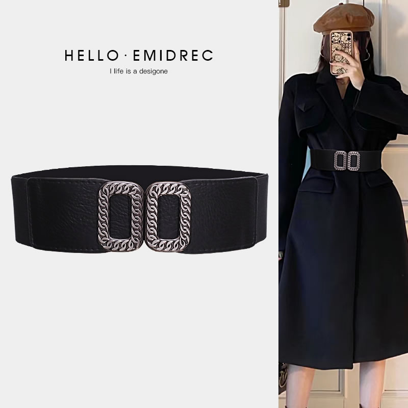 大衣腰带皮带女复古百搭松紧腰封