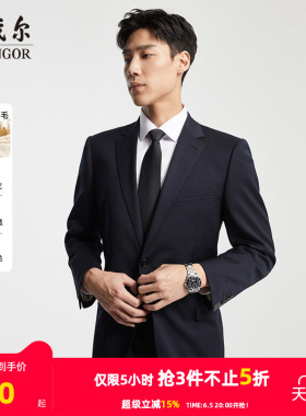 雅戈尔男士正装西服春秋季新款婚庆商务休闲高级羊毛爸爸西服外套