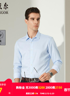 【商场同款】雅戈尔长袖衬衫男士休闲纯棉DP免烫条纹上班衬衣2010