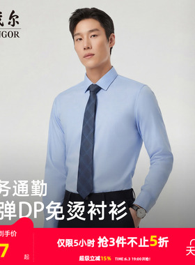 【缎纹弹力】雅戈尔夏季新款男士长袖衬衫商务休闲通勤职业棉衬衣