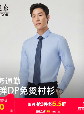 【缎纹弹力】雅戈尔夏季新款男士长袖衬衫商务休闲通勤职业棉衬衣