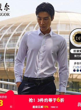 【棉弹DP免烫】雅戈尔长袖衬衫春秋新品男士商务休闲工装衬衣2909