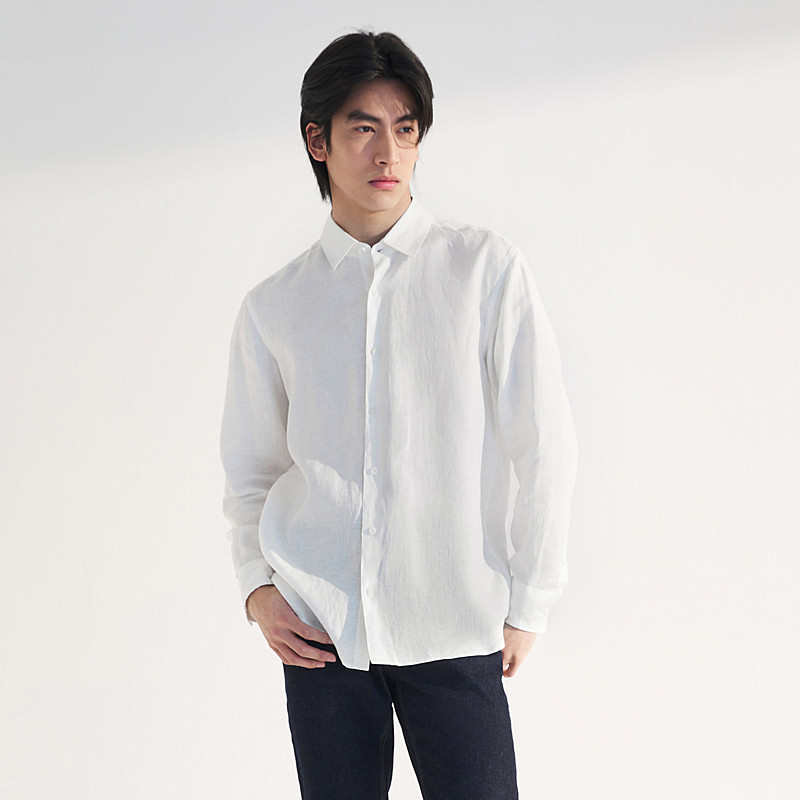 【100%汉麻】HANP/汉麻世家男士方领长袖衬衫春夏休闲透气衬衣男