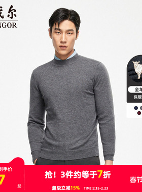 【美利奴羊毛】雅戈尔秋冬男士休闲全羊毛半高领保暖羊毛衫4412