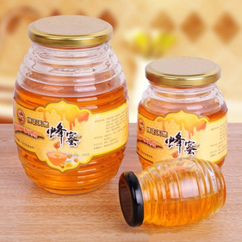 厂家销售100-1000克白料加厚螺纹蜂蜜玻璃瓶燕窝瓶 酱菜瓶储物罐