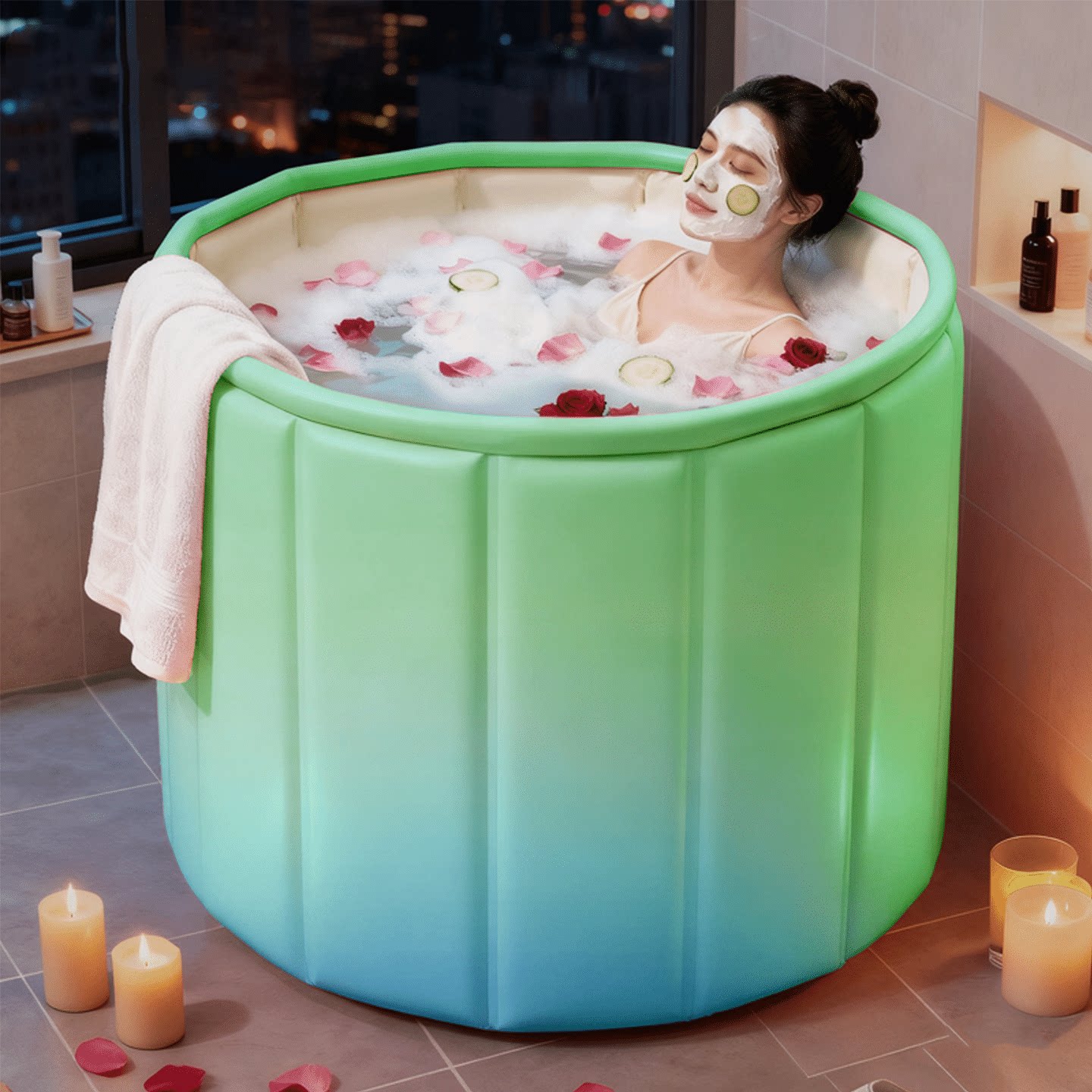 成人折叠浴缸家用大容量充气沐浴桶洗澡盆便携式浴桶