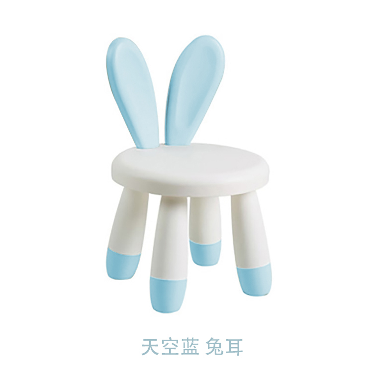 Children's chairs, backrest chairs, plastic thickened kindergarten baby cartoon small board chairs, cute and non slip household chairs (1627207:24001073593:Color classification:Rabbit ear light blue and white two-color children's stool)