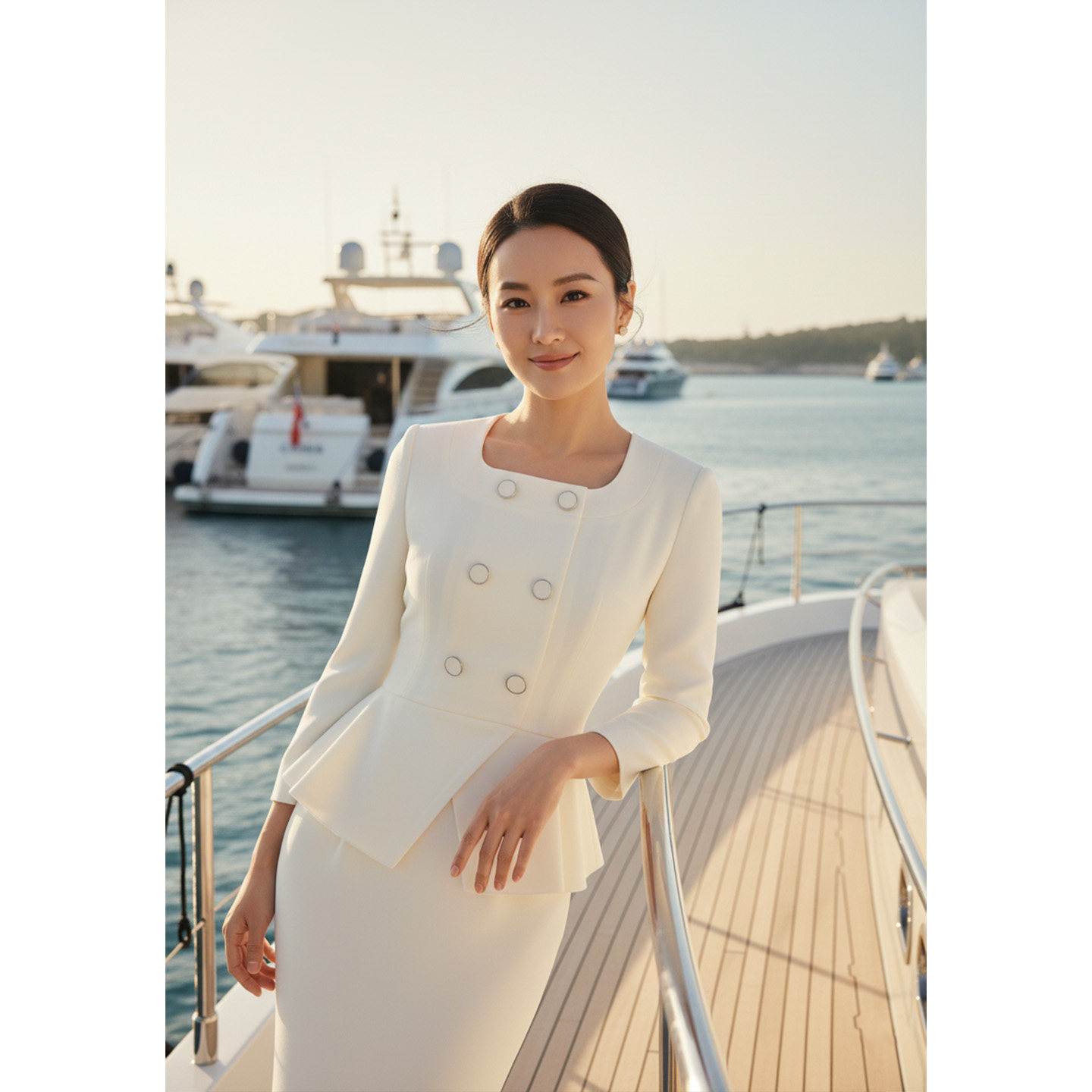 颈袖添香春夏季新款女U领法式收腰长款气质时尚通勤职业连衣裙图片