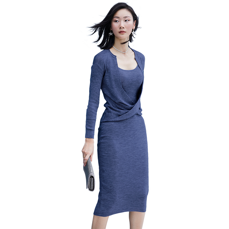 年会颈袖添香春新款职业连衣裙修身包臀女装