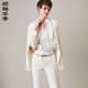 添香秋新款 正装 气质女神范职业装 女白色小西装 西服 套装 颈袖