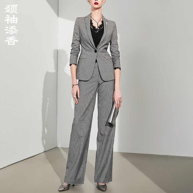 颈袖添香春季新款职业套裤女装时尚女士气质修身高端衬衫套装