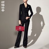秋装 新款 西服女套裤 添香小西装 羊毛长袖 套装 职业装 颈袖 时尚