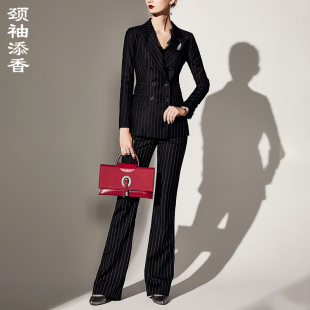 秋装 新款 西服女套裤 添香小西装 羊毛长袖 套装 职业装 颈袖 时尚