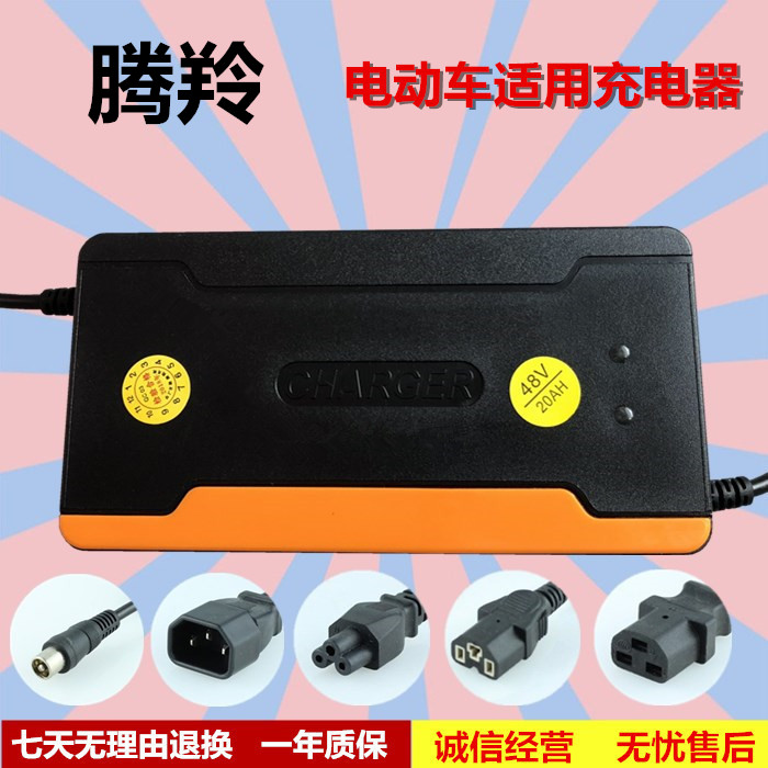 适用腾羚电动车电瓶车通用充电器36V48V12Ah48V20Ah60V72V适智能