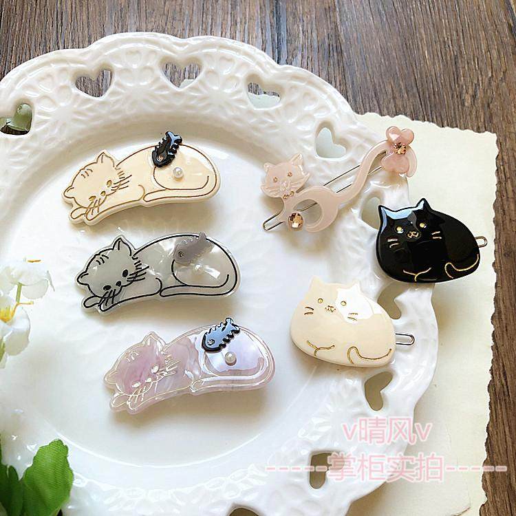 韩国可爱猫咪鸭嘴夹少女网红同款边夹刘海夹动物时尚百搭发饰发夹