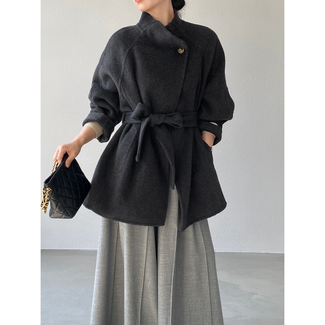 独特超好看的立领双面羊毛呢外套