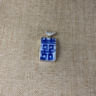 古瓷首饰 青花瓷吊坠 老瓷片挂件 925银 饰品配饰 百搭 男女 新品